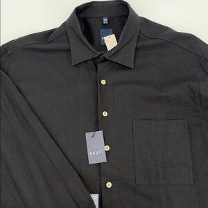 Vtg Haupt Black ButtonUp Long Sleeve Shirt Men Large 16.5 41/42 Made in Germany